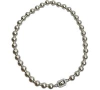 Collana di perle in argento con lunghezza regolabile, diametro della perla di otto millimetri, design elegante con pietre preziose rettangolari, placcato oro diciotto carati, versatile e alla moda per