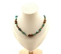Collana Di Perle Turchesi Africane Del Sud Africa + Legno 8 Mm Catena Taglia P