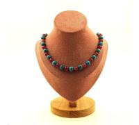 Collana Di Perle Turchesi Del Sud Africa + Tormalina Bicolore 8 Mm Collana Fe
