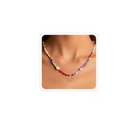 Collana di perline colorate estive Collane colorate con iniziale per donne figlia regali di compleanno carino collane di perle collana di perline collana alla moda lettera regali di laurea di Natale