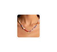 Collana di perline colorate estive Collane colorate con iniziale per donne figlia regali di compleanno carino collane di perle collana di perline collana alla moda lettera regali di laurea di Natale