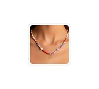 Collana di perline colorate estive Collane colorate con iniziale per donne figlia regali di compleanno carino collane di perle collana di perline collana alla moda lettera regali di laurea di Natale
