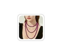 Collana di perline da donna, collana vintage con perle finte flapper, collana di perle per donne, regalo di compleanno di San Valentino per lei - Lunghezza 150 cm, Misura unica, Plastica, Nessuna