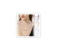 Collana di perline da donna, collana vintage con perle finte flapper, collana di perle per donne, regalo di compleanno di San Valentino per lei - Lunghezza 150 cm, Misura unica, Plastica, Nessuna