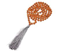 Collana di Perline Mala In Legno Da 6 Mm Per Uomo e Donna,Con Ciondoli Multicolori e Nappa,Rosario,Collana di Perline Bodhi,Gioielli di Preghiera Fatti A Mano,Regali Per Donna e Uomo,Grigio Argento