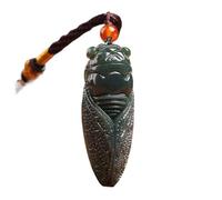 Collana di pietra di giada, amuleto Feng Shui Cicala Ciondolo Collana di pietra preziosa naturale Hetian Giada Ciondolo di cristallo Quarzo di cristallo Portafortuna Talismano for prosperità Soldi Buo