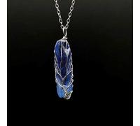 Collana Di Pietra Naturale,Vintage Albero Della Vita Filo D'Argento Avvolto Azzurro Colonna Di Cristallo Irregolare Collana Pendente Reiki Guarigione Cristalli Di Quarzo Pietra Amuleto Collana Fortu