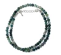 Collana Di Pietra Per Donne/Uomini, Collane Di Pietre Preziose, Regalo Di Decorazione Del Collo, Pietra D'Agata Acquatica Pietra Naturale 4Mm Collana Portafortuna Con Perline Piccole, Agata Acqua