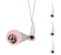 Collana di proiezione personalizzata con immagine all'interno Angel ala Collane con foto personalizzate ciondolo cuore Regali di gioielli per le donne compleanno Natale