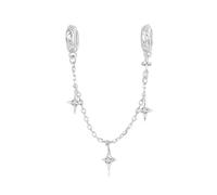 Collana di sicurezza in argento Sterling 925 per braccialetti Pandora, con motivo a fascio di stelle, in silicone, con clip, Zirconia cubica, Zirconia cubica