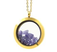 Collana Di Tanzanite Grezzo. Modello Medaglione 20 Mm. Colore Oro.