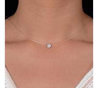 Collana di zircone abbagliante di Colore Argento e Linea di Pesca Trasparente Invisibile Semplice Collana Pendente Gioielli per Le Donne