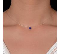 Collana di zircone abbagliante di Colore Argento e Linea di Pesca Trasparente Invisibile Semplice Collana Pendente Gioielli per Le Donne