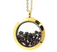 Collana Diamante Grigio Grezzo. Modello Medaglione 20 Mm. Colore Oro.