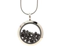 Collana Diamante Grigio Grezzo. Modello Medaglione 30 Mm. Colore Argento.
