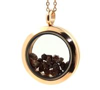 Collana Diamante Marrone Grezzo. Modello Medaglione 25 Mm. Colore Oro Rosa.