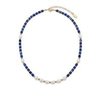 Collana Diaspro Sedimento Marino Blu Donna Perle Bianche Perline Stile Boho | Longueur Réglable, Couleur Éclatante, Empilable, Acciaio Inossidabile Ton Doré, Pierre Naturelle, Boîte Cadeau Incluse