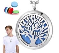 Collana diffusore di olio, collana ciondolo aromaterapia,collana diffusore di olio ciondolo medaglione in acciaio - gioielli cavi per donne, collana medaglione di profumo resistente all'usura