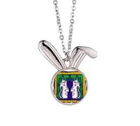 Collana dipinta a mano con ciondolo a forma di coniglietto della cultura messicana Geni