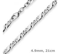 Collana Dollaro 4,9Mm Bracciale In Argento Sterling Rodiato 21Cm