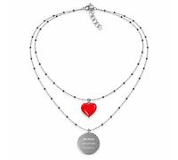 Collana Donna 10 Buoni Propositi N9905/N Acciaio Doppio Filo Cuore Rosso