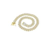Collana Donna Acciaio Collane a catena cubana Catene a maglie cubane in oro da uomo Gioielli hip-hop con diamanti bling ghiacciati per le donne (A, One Size)