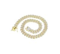 Collana Donna Acciaio Collane a catena cubana Catene a maglie cubane in oro da uomo Gioielli hip-hop con diamanti bling ghiacciati per le donne (B, One Size)