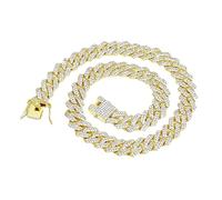 Collana Donna Acciaio Collane a catena cubana Catene a maglie cubane in oro da uomo Gioielli hip-hop con diamanti bling ghiacciati per le donne (D, One Size)