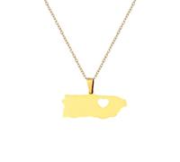 Collana Donna Acciaio YUANYIRAN Mappa del Cuore Puerto Collane con ciondolo Fascino etnico patriottico Mappa dell'Africa Bandiera Collane Colore oro Classico Gioielli Hip Hop Per Donne (Yellow, 3.3cm)
