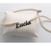 Collana Donna Argento 925 Catena In Perle Con Nome Personalizzato Tutti i Nomi