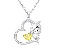 Collana Donna Argento 925 Collana Cuore Farfalla Novembre Birthstone Necklace Idee Regalo Gioielli Donna per Mogile/Sorella/Amiche Regali Anniversario Compleanno Festa della Mamma Valentin’s Day