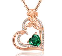 Collana Donna Argento 925 Collana Cuore Fiori Oro Rosa Maggio Birthstone Ciondolo Idee Regalo Gioielli Donna Anniversario Compleanno San Valentino Festa Mamma per Lei Mamma Nonna