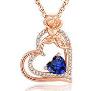 Collana Donna Argento 925 Collana Cuore Fiori Oro Rosa Settembre Birthstone Ciondolo Idee Regalo Gioielli Donna Anniversario Compleanno San Valentino Festa Mamma per Lei Mamma Nonna
