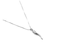 Collana Donna Argento con Cornetto Portafortuna, Pendente Smaltato, Disponibile in Vari Colori, Idea Regalo Originale Elegante (Argento)