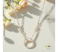 COLLANA DONNA CATENINA E CERCHIETTO ARGENTO 925 RODIATO ADATTA PER MINI CHARM