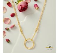 COLLANA DONNA CATENINA E CERCHIETTO ARGENTO 925 RODIATO ORO ADATTA MINI CHARM