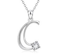 Collana donna con ciondolo lettere, Ciondolo Lettera A~Z Gioielli Personalizzato, Collana donna con ciondolo lettere con Portagioie Regalo, per Compleanno Natale, argento, Lettera C