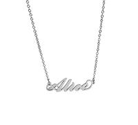 Collana Donna con Nome Alice in Acciaio in corsivo Elegante Girocollo Regolabile Anallergico Color Argento Confezione Regalo Inclusa