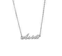 Collana Donna con Nome ASIA in Acciaio in corsivo Elegante Girocollo Regolabile Anallergico Color Argento Confezione Regalo Inclusa