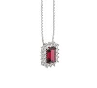 Collana Donna Con Rubino e Diamanti in Oro Bianco Regalo Gioielleria