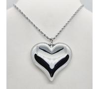 Collana donna cuore bombato argento e oro catena lunga ciondolo cuore pendente
