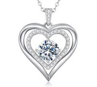 Collana Donna Cuore Regalo Gioielli Donna Pendente Argento S925 Diamante in Moissanite 1-3ct Purezza VVS1 Colore D per Festa Della Mamma Compleanno San Valentino per Lei Mamma Fidanzata Moglie Amica