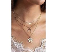 Collana donna girocollo 3 fili luminosa color oro pietre dure perle 1103