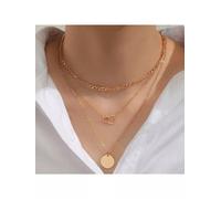 Collana donna girocollo 3 fili luminosa color oro pietre dure perle 72818