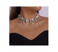 Collana donna girocollo collier decolte pietre dure argento strass 61361
