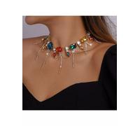 Collana donna girocollo collier decolte pietre dure colorata strass 61361