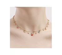 Collana donna girocollo collier decolte pietre dure colorata strass oro 413108