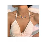 Collana donna girocollo oro collier pietredure colorate pendenti elegante 73128