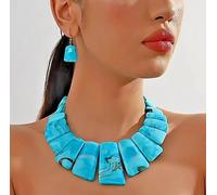 Collana donna girocollo pietra turchese con orecchini