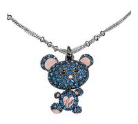 Collana Donna Guess Ubn11232 Ciondolo Orsetto con Pietre Blu e Smalto Rosa